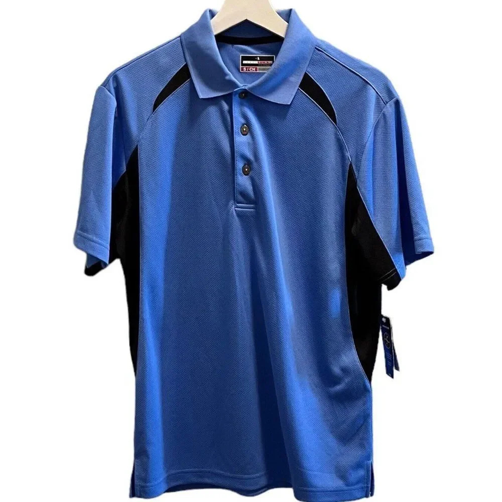 Grand Slam Performance Shirt Mens Size SMALL Blue Black Golf Polo Short Sleeve